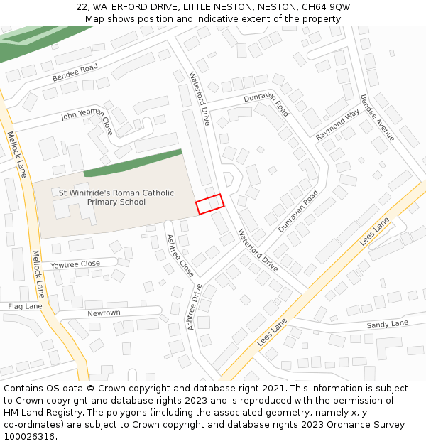 22, WATERFORD DRIVE, LITTLE NESTON, NESTON, CH64 9QW: Location map and indicative extent of plot