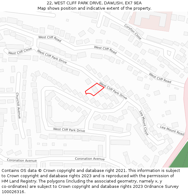 22, WEST CLIFF PARK DRIVE, DAWLISH, EX7 9EA: Location map and indicative extent of plot