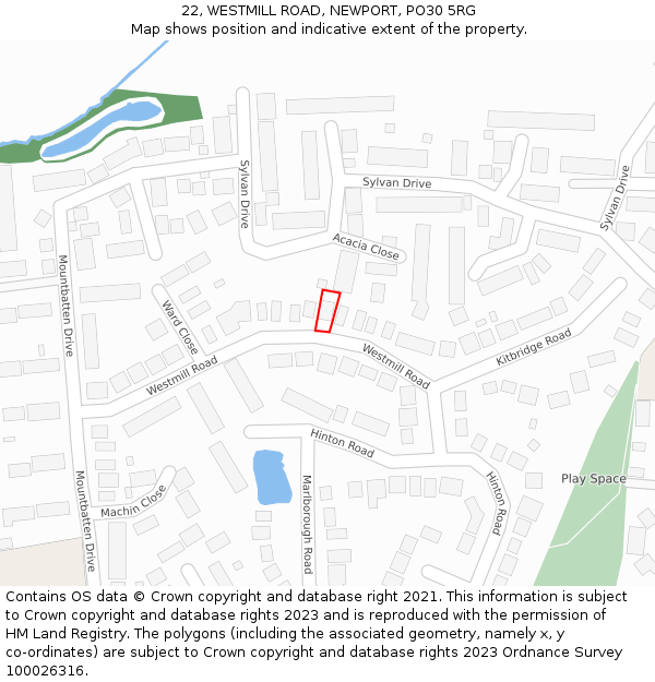 22, WESTMILL ROAD, NEWPORT, PO30 5RG: Location map and indicative extent of plot