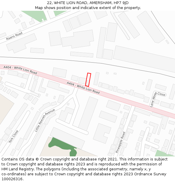 22, WHITE LION ROAD, AMERSHAM, HP7 9JD: Location map and indicative extent of plot