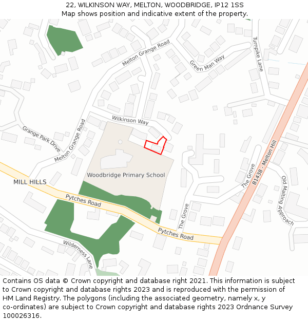 22, WILKINSON WAY, MELTON, WOODBRIDGE, IP12 1SS: Location map and indicative extent of plot