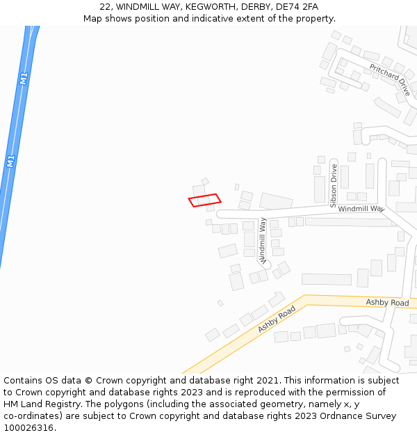 22, WINDMILL WAY, KEGWORTH, DERBY, DE74 2FA: Location map and indicative extent of plot