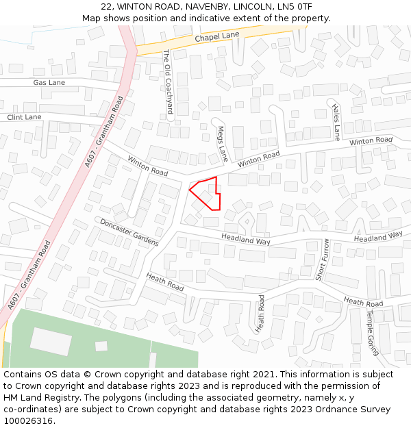 22, WINTON ROAD, NAVENBY, LINCOLN, LN5 0TF: Location map and indicative extent of plot