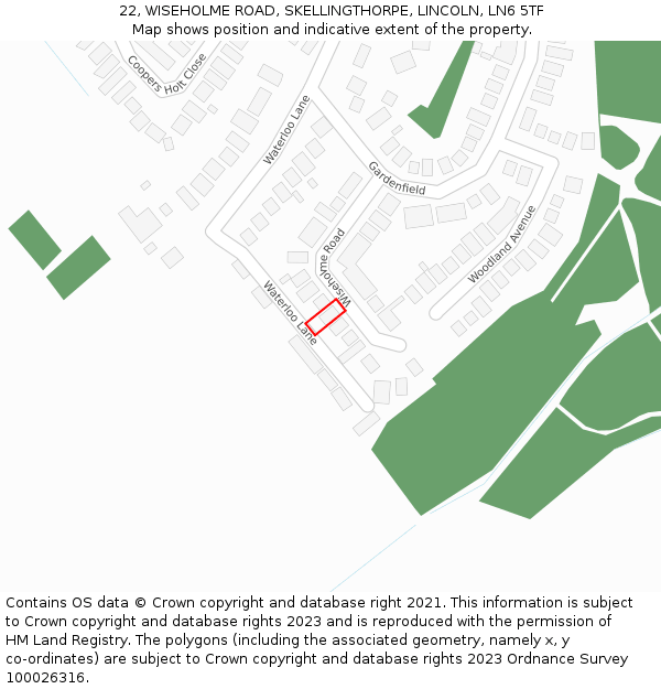 22, WISEHOLME ROAD, SKELLINGTHORPE, LINCOLN, LN6 5TF: Location map and indicative extent of plot