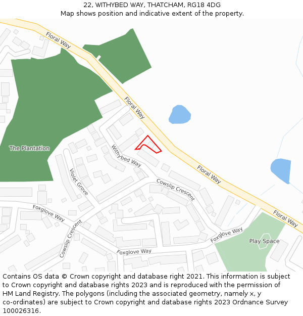 22, WITHYBED WAY, THATCHAM, RG18 4DG: Location map and indicative extent of plot