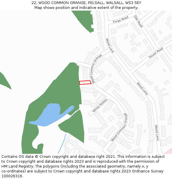 22, WOOD COMMON GRANGE, PELSALL, WALSALL, WS3 5EY: Location map and indicative extent of plot