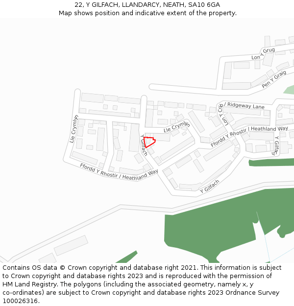 22, Y GILFACH, LLANDARCY, NEATH, SA10 6GA: Location map and indicative extent of plot
