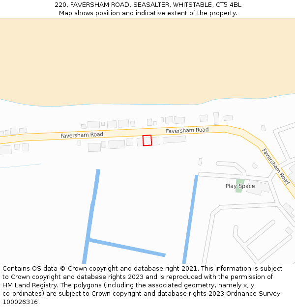 220, FAVERSHAM ROAD, SEASALTER, WHITSTABLE, CT5 4BL: Location map and indicative extent of plot
