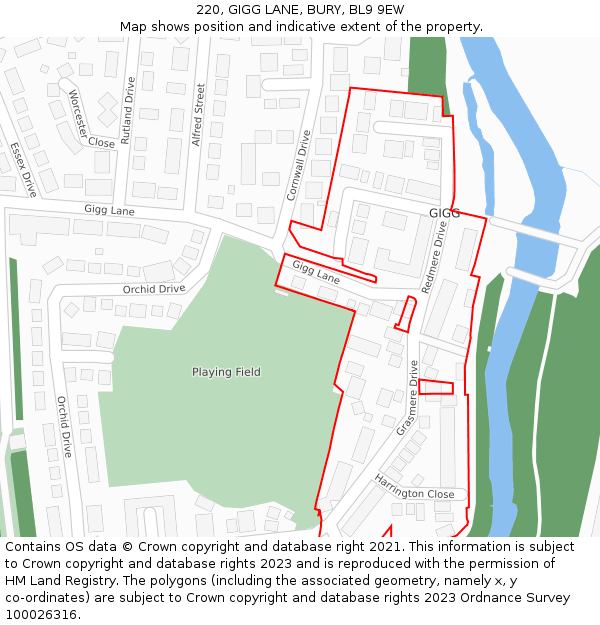 220, GIGG LANE, BURY, BL9 9EW: Location map and indicative extent of plot