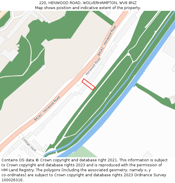 220, HENWOOD ROAD, WOLVERHAMPTON, WV6 8NZ: Location map and indicative extent of plot