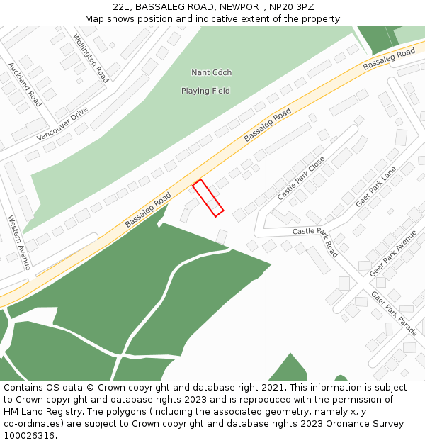 221, BASSALEG ROAD, NEWPORT, NP20 3PZ: Location map and indicative extent of plot