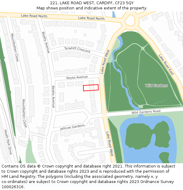 221, LAKE ROAD WEST, CARDIFF, CF23 5QY: Location map and indicative extent of plot