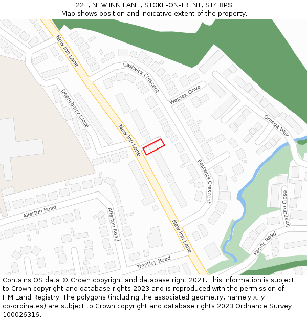 221, NEW INN LANE, STOKE-ON-TRENT, ST4 8PS: Location map and indicative extent of plot