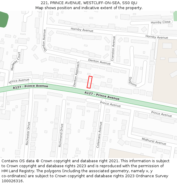 221, PRINCE AVENUE, WESTCLIFF-ON-SEA, SS0 0JU: Location map and indicative extent of plot