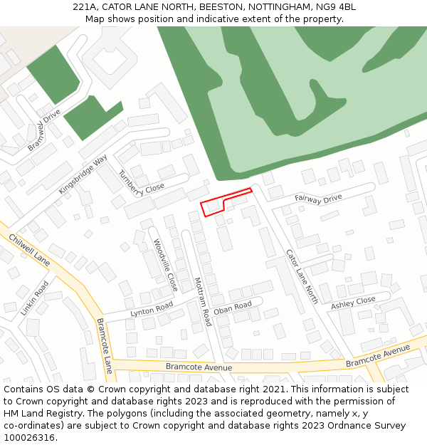 221A, CATOR LANE NORTH, BEESTON, NOTTINGHAM, NG9 4BL: Location map and indicative extent of plot