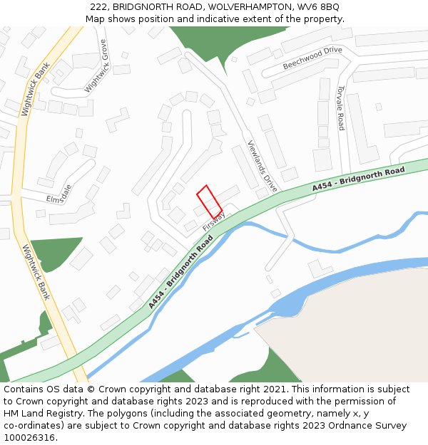222, BRIDGNORTH ROAD, WOLVERHAMPTON, WV6 8BQ: Location map and indicative extent of plot