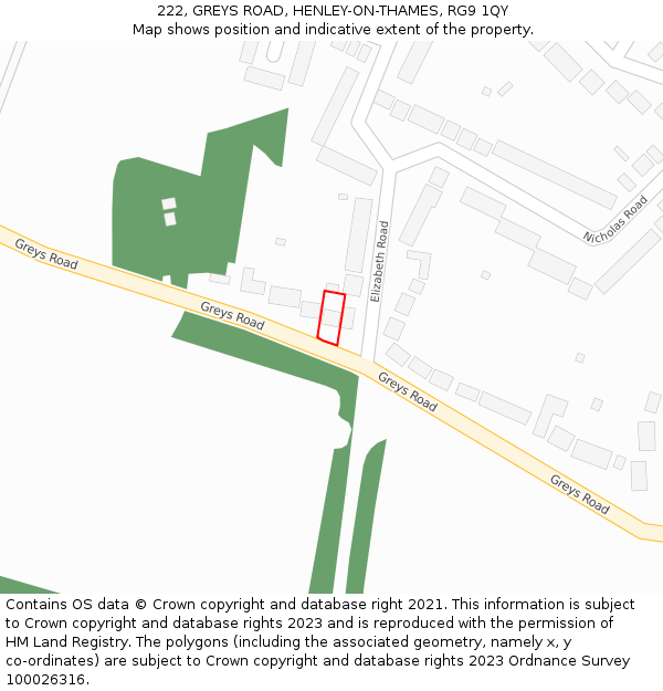 222, GREYS ROAD, HENLEY-ON-THAMES, RG9 1QY: Location map and indicative extent of plot