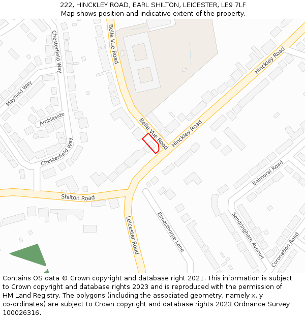 222, HINCKLEY ROAD, EARL SHILTON, LEICESTER, LE9 7LF: Location map and indicative extent of plot