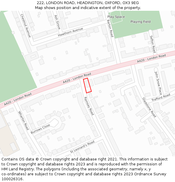 222, LONDON ROAD, HEADINGTON, OXFORD, OX3 9EG: Location map and indicative extent of plot