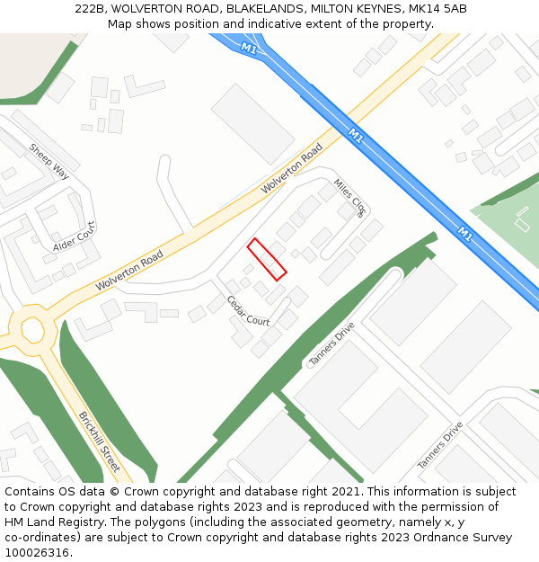 222B, WOLVERTON ROAD, BLAKELANDS, MILTON KEYNES, MK14 5AB: Location map and indicative extent of plot