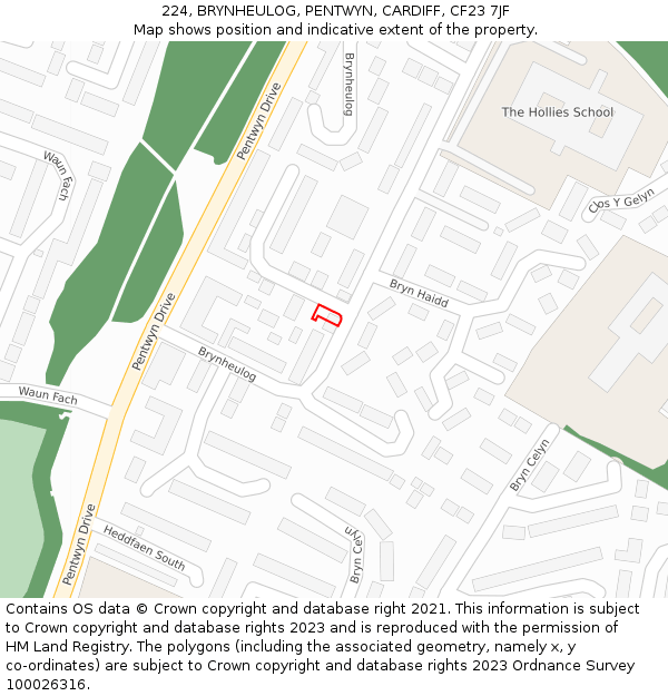 224, BRYNHEULOG, PENTWYN, CARDIFF, CF23 7JF: Location map and indicative extent of plot