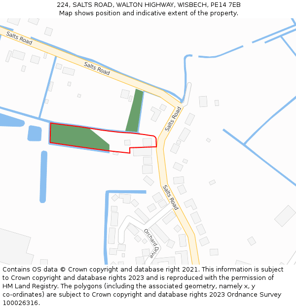 224, SALTS ROAD, WALTON HIGHWAY, WISBECH, PE14 7EB: Location map and indicative extent of plot