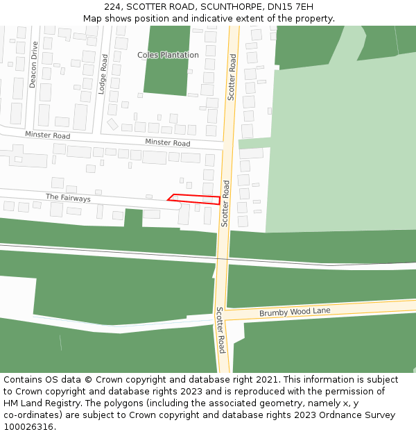 224, SCOTTER ROAD, SCUNTHORPE, DN15 7EH: Location map and indicative extent of plot