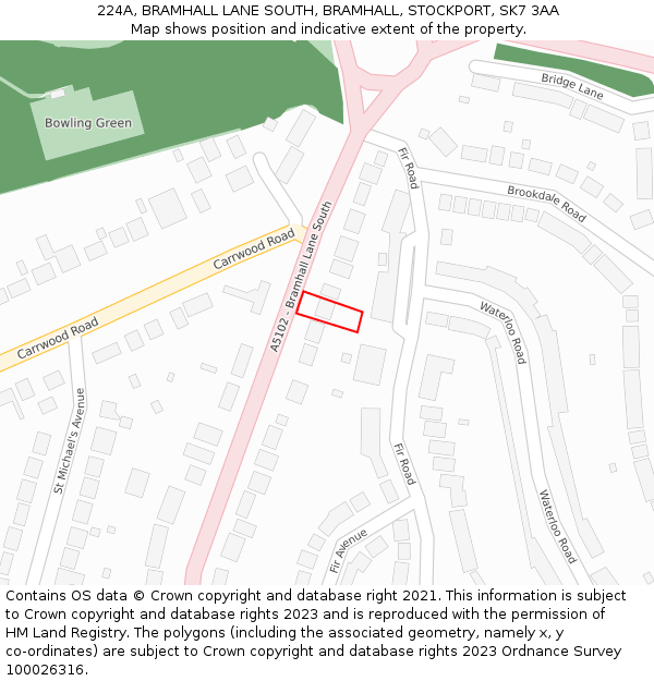 224A, BRAMHALL LANE SOUTH, BRAMHALL, STOCKPORT, SK7 3AA: Location map and indicative extent of plot