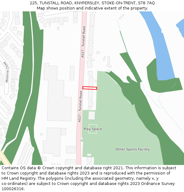 225, TUNSTALL ROAD, KNYPERSLEY, STOKE-ON-TRENT, ST8 7AQ: Location map and indicative extent of plot