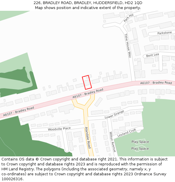 226, BRADLEY ROAD, BRADLEY, HUDDERSFIELD, HD2 1QD: Location map and indicative extent of plot