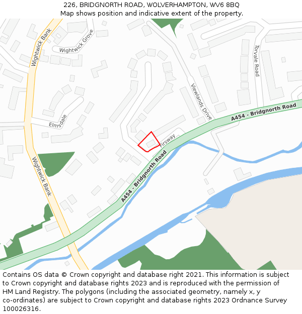 226, BRIDGNORTH ROAD, WOLVERHAMPTON, WV6 8BQ: Location map and indicative extent of plot