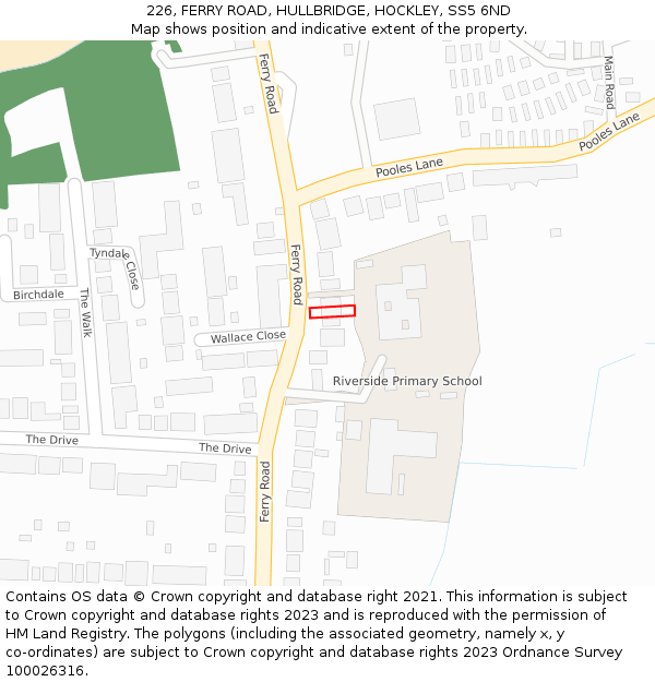 226, FERRY ROAD, HULLBRIDGE, HOCKLEY, SS5 6ND: Location map and indicative extent of plot