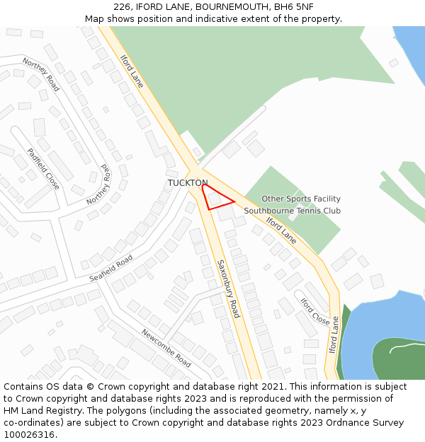 226, IFORD LANE, BOURNEMOUTH, BH6 5NF: Location map and indicative extent of plot