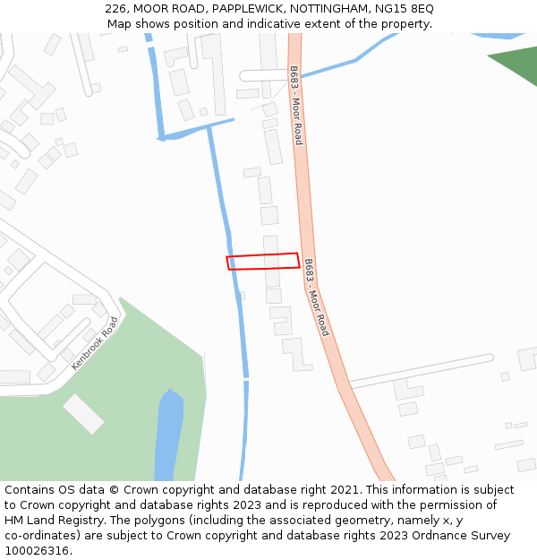 226, MOOR ROAD, PAPPLEWICK, NOTTINGHAM, NG15 8EQ: Location map and indicative extent of plot