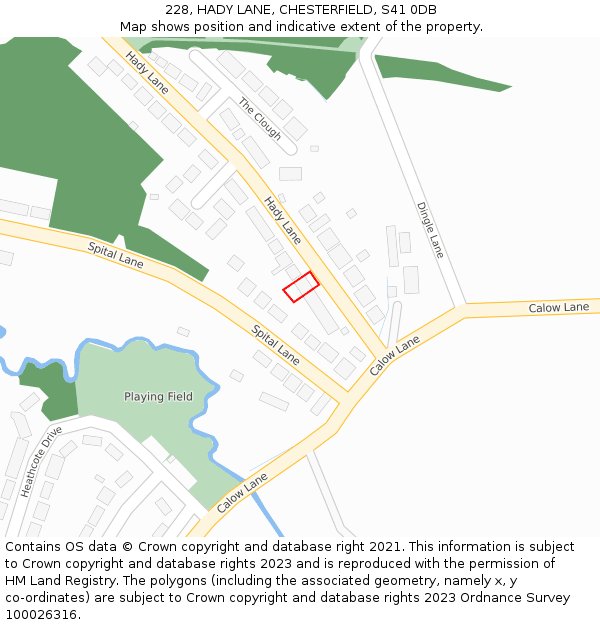 228, HADY LANE, CHESTERFIELD, S41 0DB: Location map and indicative extent of plot