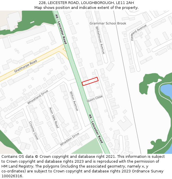 228, LEICESTER ROAD, LOUGHBOROUGH, LE11 2AH: Location map and indicative extent of plot