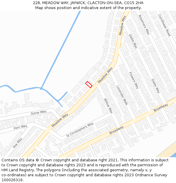 228, MEADOW WAY, JAYWICK, CLACTON-ON-SEA, CO15 2HA: Location map and indicative extent of plot