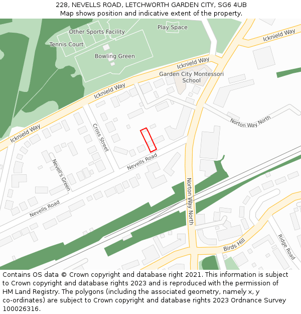 228, NEVELLS ROAD, LETCHWORTH GARDEN CITY, SG6 4UB: Location map and indicative extent of plot