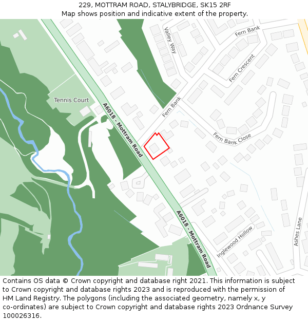 229, MOTTRAM ROAD, STALYBRIDGE, SK15 2RF: Location map and indicative extent of plot