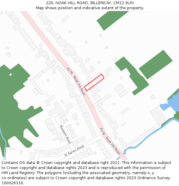 229, NOAK HILL ROAD, BILLERICAY, CM12 9UN: Location map and indicative extent of plot