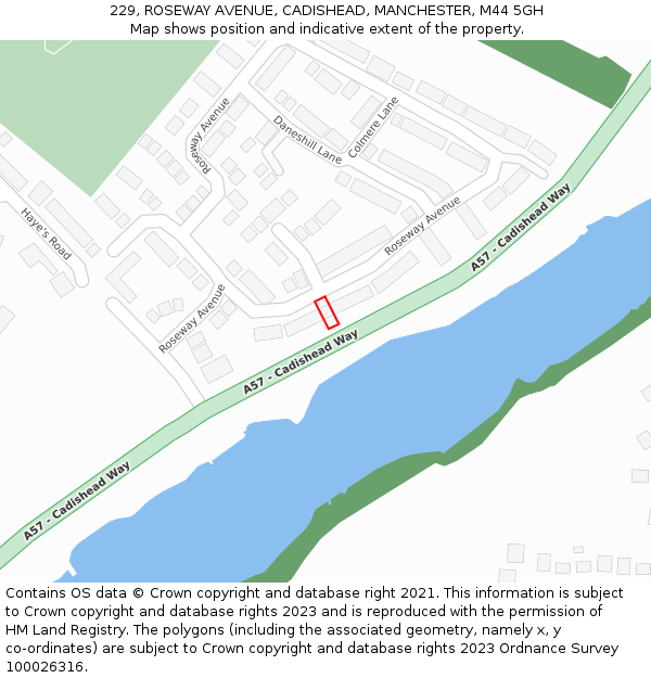 229, ROSEWAY AVENUE, CADISHEAD, MANCHESTER, M44 5GH: Location map and indicative extent of plot