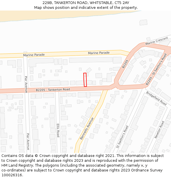 229B, TANKERTON ROAD, WHITSTABLE, CT5 2AY: Location map and indicative extent of plot