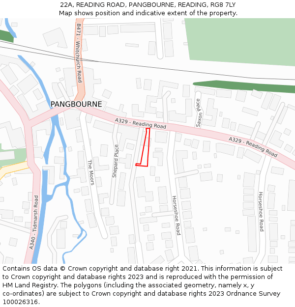 22A, READING ROAD, PANGBOURNE, READING, RG8 7LY: Location map and indicative extent of plot