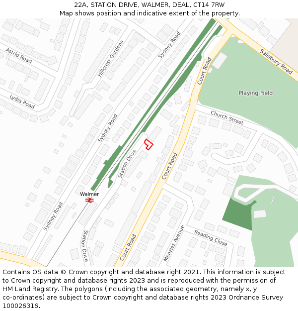 22A, STATION DRIVE, WALMER, DEAL, CT14 7RW: Location map and indicative extent of plot