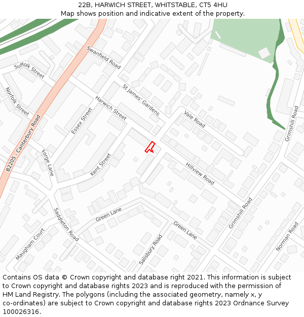22B, HARWICH STREET, WHITSTABLE, CT5 4HU: Location map and indicative extent of plot