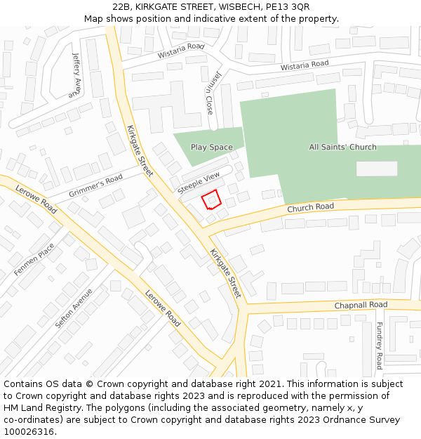 22B, KIRKGATE STREET, WISBECH, PE13 3QR: Location map and indicative extent of plot