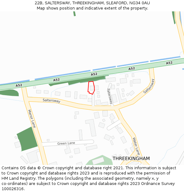 22B, SALTERSWAY, THREEKINGHAM, SLEAFORD, NG34 0AU: Location map and indicative extent of plot