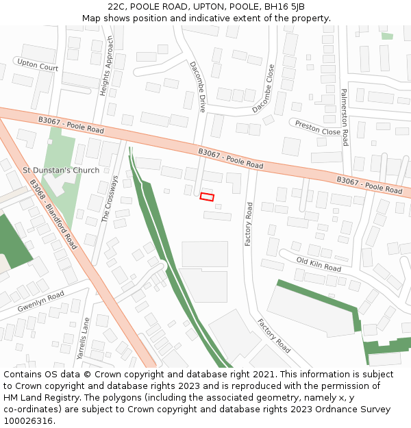 22C, POOLE ROAD, UPTON, POOLE, BH16 5JB: Location map and indicative extent of plot