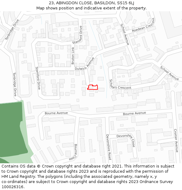 23, ABINGDON CLOSE, BASILDON, SS15 6LJ: Location map and indicative extent of plot