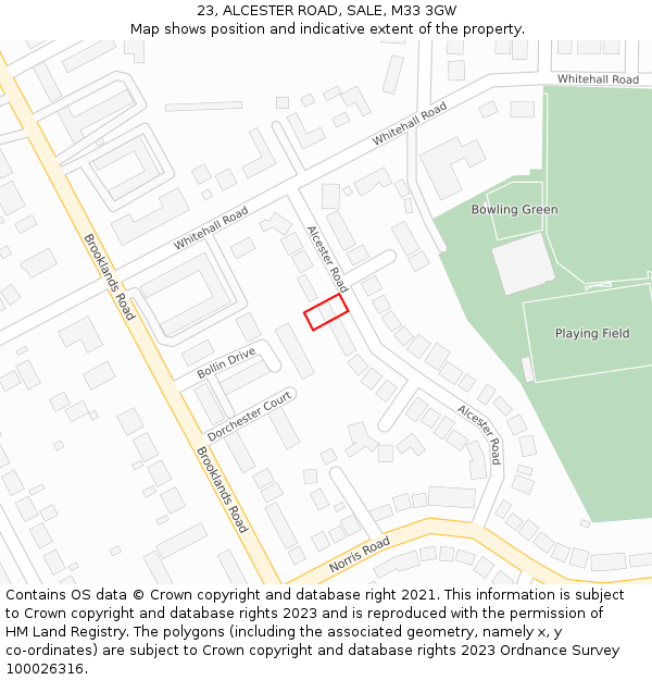 23, ALCESTER ROAD, SALE, M33 3GW: Location map and indicative extent of plot